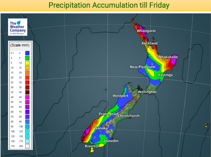 Total Rain & Snow outlook for NZ for remainder of the week (+4 Maps